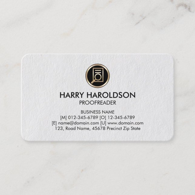 Document Icon Proofreader Premium Business Card (Front)