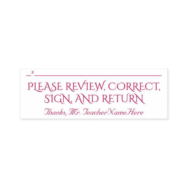 Document Review + Teacher Name Rubber Stamp (Design)