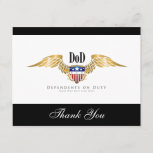 DOD (Dependents on Duty) wings Customize Thank You Card