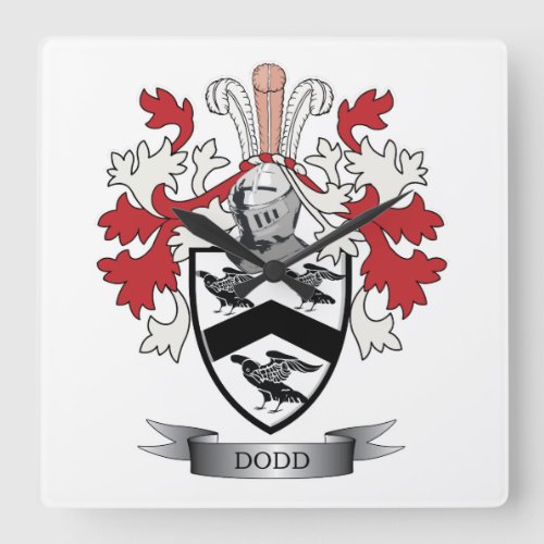 Dodd Family Crest Coat of Arms Square Wall Clock