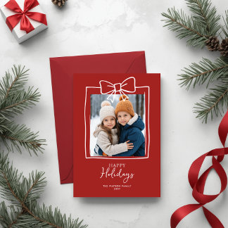 Doddle Hand Drawn Bow Christmas Photo Holiday Postcard