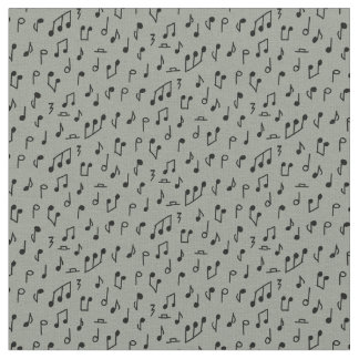 Doddle music notes black on medium grey fabric