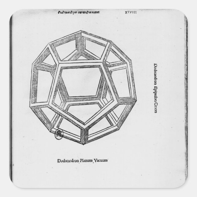 Dodecahedron, from 'De Divina Proportione' Square Sticker (Front)