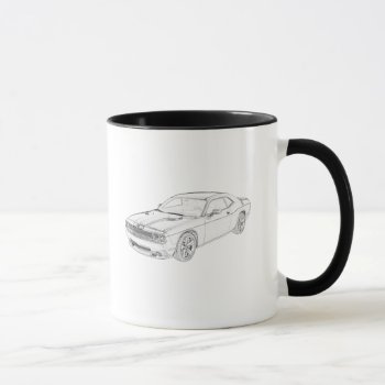 Dodge Challenger Black And White Pencil Drawing Mug by PNGDesign at Zazzle