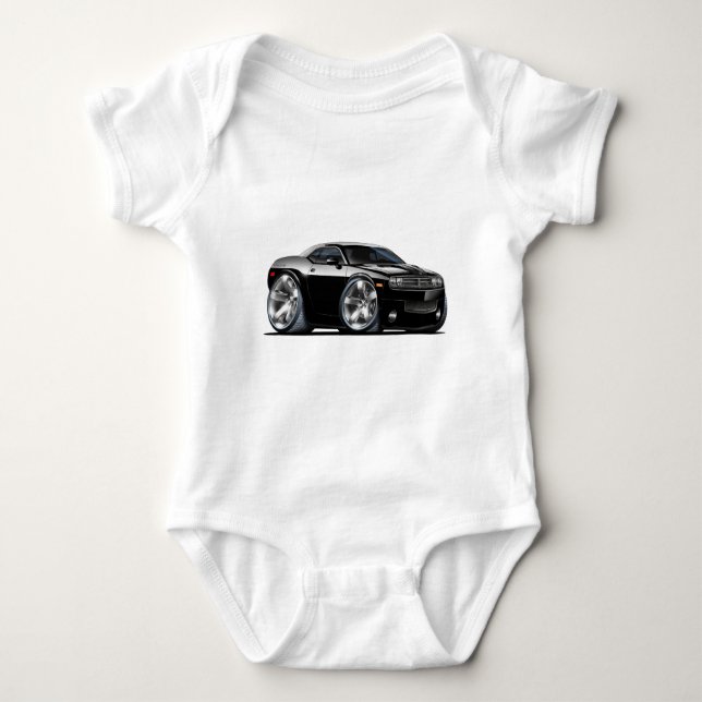 Dodge Challenger Black Car Baby Bodysuit (Front)