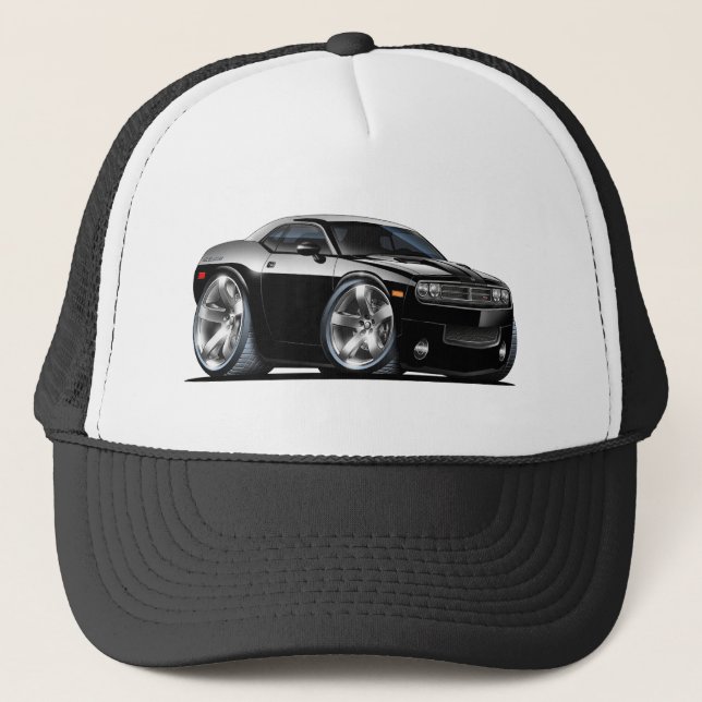 Dodge Challenger Black Car Trucker Hat (Front)