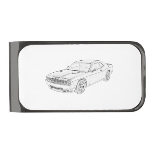 Dodge Challenger Gunmetal Finish Money Clip