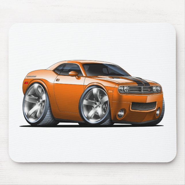 Dodge Challenger Orange Car Mouse Pad (Front)