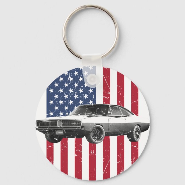 dodge charger american flag keychain (Front)