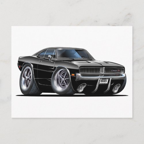 Dodge Charger Black Car Postcard