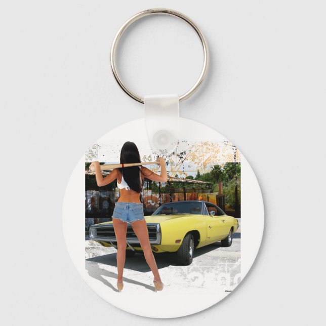 Dodge Charger Chick Keychain (Front)