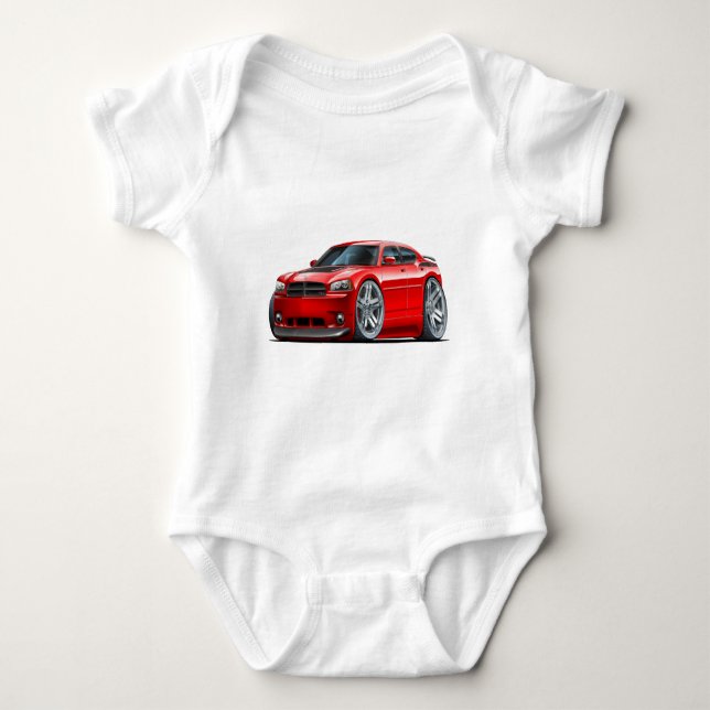 Dodge Charger Daytona Red Car Baby Bodysuit (Front)