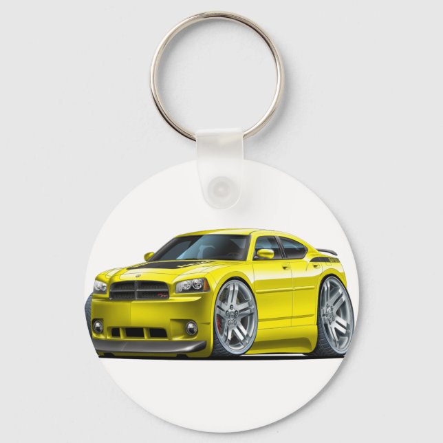 Dodge Charger Daytona Yellow Car Keychain (Front)