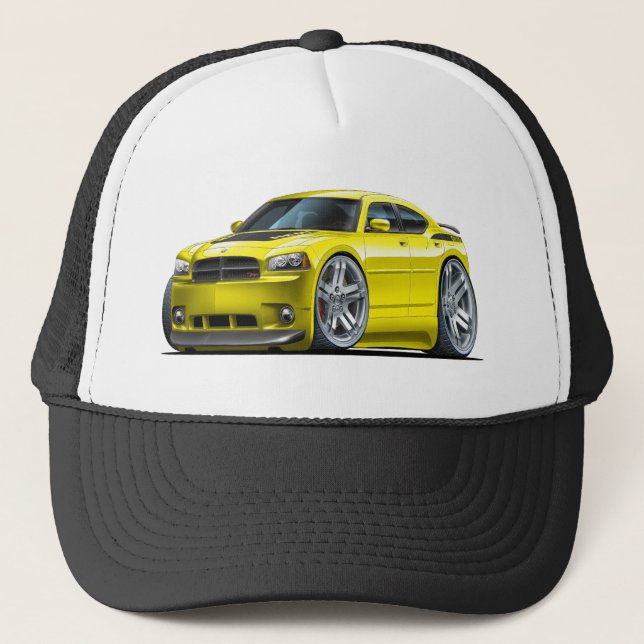 Dodge Charger Daytona Yellow Car Trucker Hat (Front)