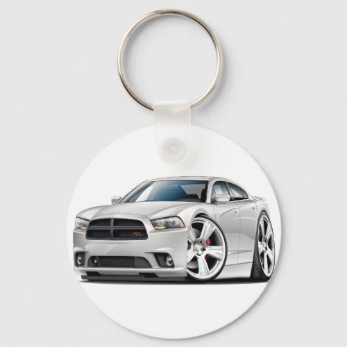 Dodge Charger RT White Car Keychain