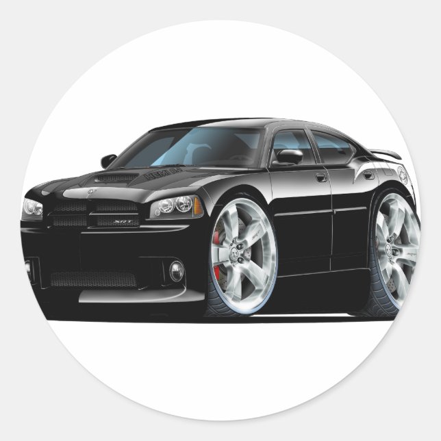 Dodge Charger Super Bee Black Car Classic Round Sticker (Front)