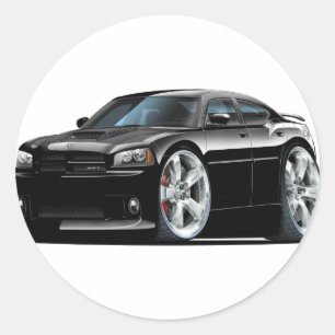 Dodge Charger Super Bee Black Car Classic Round Sticker