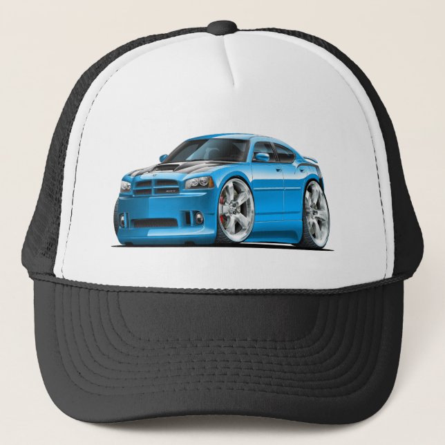 Dodge Charger Super Bee Blue Car Trucker Hat (Front)
