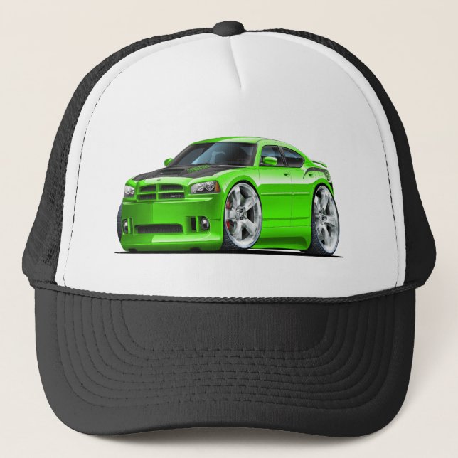 Dodge Charger Super Bee Green Car Trucker Hat (Front)
