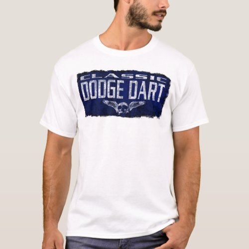 Dodge Dart  Blue Classic Winged Skull Erode T_Shirt