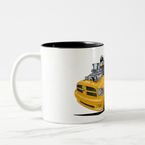 Dodge Ram yellow 1500 pickup Truck Two_Tone Coffee Mug