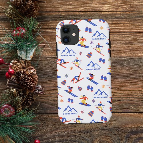 Dodge Ridge California Ski Snowboard Pattern iPhone 11 Case