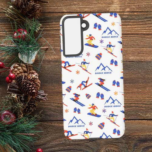 Dodge Ridge California Ski Snowboard Pattern Samsung Galaxy S21 Case