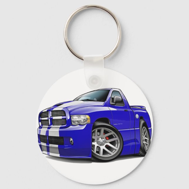 Dodge SRT10 Ram Blue-White Truck Keychain (Front)