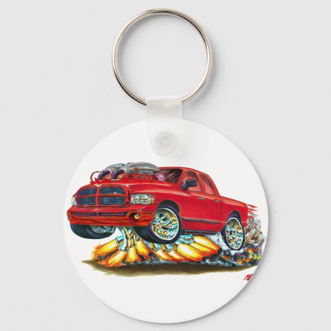 Dodge SRT10 Red Dual Cab Truck Keychain (Front)