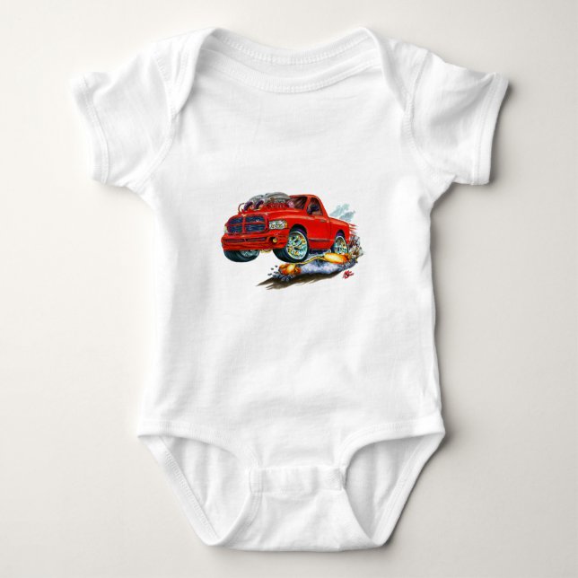 Dodge SRT10 Red Truck Baby Bodysuit (Front)