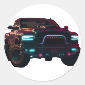 Dodge TRX Neon Truck Classic Round Sticker