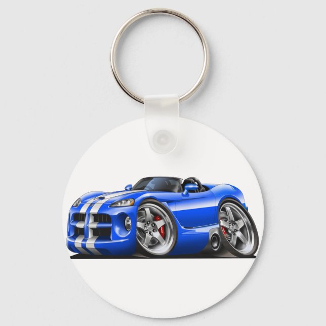 Dodge Viper Roadster Blue-White Car Keychain (Front)
