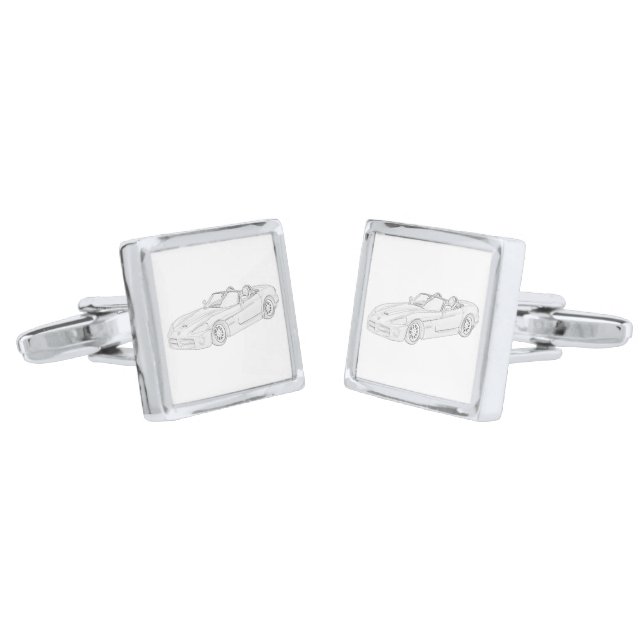 Dodge Viper Silver Cufflinks (Angled)