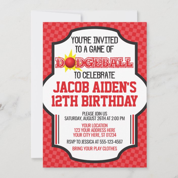Dodgeball Birthday Invitation Dodge Ball Invite
