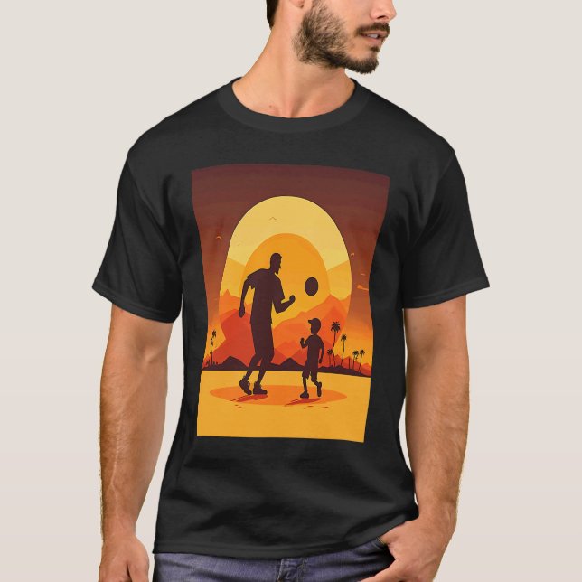 Dodgeball Champion Dad And Child Playing Dodgeball T-Shirt (Front)