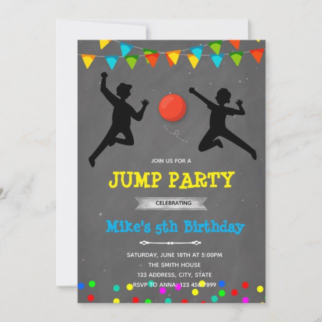 Dodgeball jump birthday theme invitation (Front)