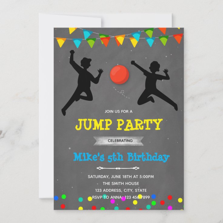 Dodgeball jump birthday theme invitation | Zazzle