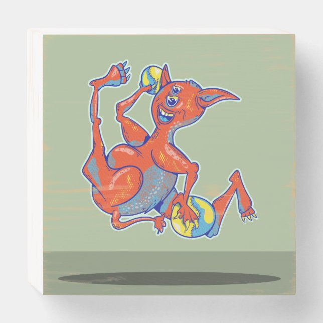 Dodgeball Monster Wooden Box Sign (Front Horizontal)