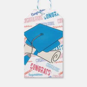 Dodger Blue Graduation Cap and Diploma Gift Tags