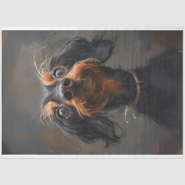 Dodger the Dachshund Puppy Decoupage  Tissue Paper (Front)