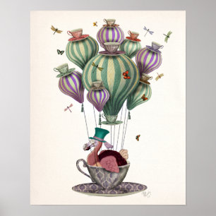 Dodo Balloon with Dragonflies Poster