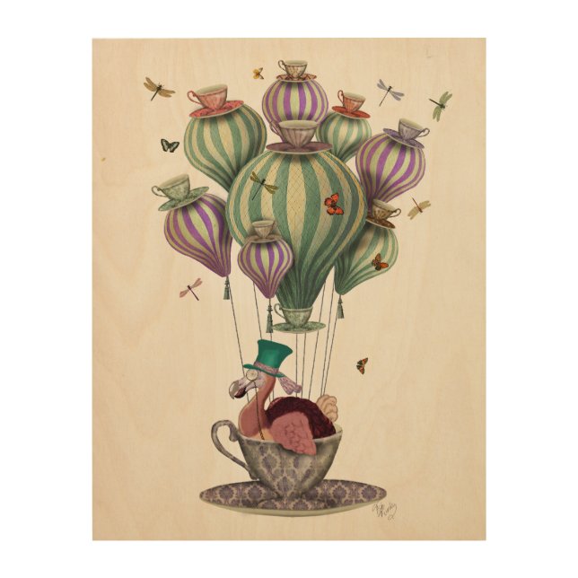 Dodo Balloon with Dragonflies Wood Wall Decor (Front)