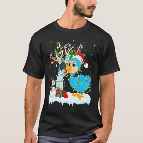 Dodo Bird Xmas Tree Lighting Santa Hat Dodo Christ T_Shirt