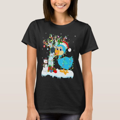 Dodo Bird Xmas Tree Lighting Santa Hat Dodo Christ T_Shirt