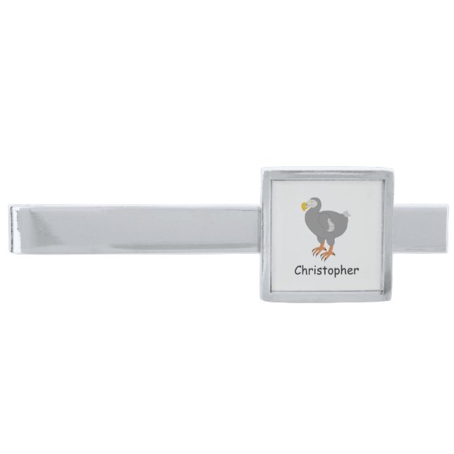 Dodo Design Personalised Silver Finish Tie Bar (Front)