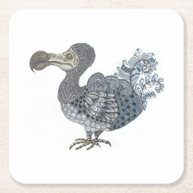 Dodo extinct bird  square paper coaster (Front)