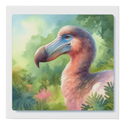 Dodo in a Watercolor Landscape _ Watercolor Faux Canvas Print