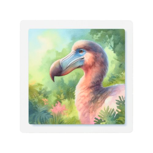 Dodo in a Watercolor Landscape _ Watercolor Metal Print