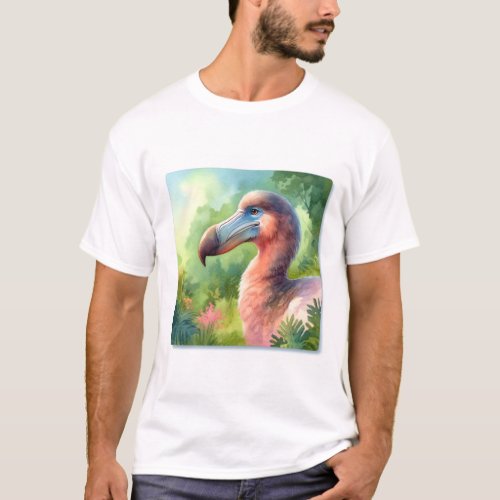 Dodo in a Watercolor Landscape _ Watercolor T_Shirt