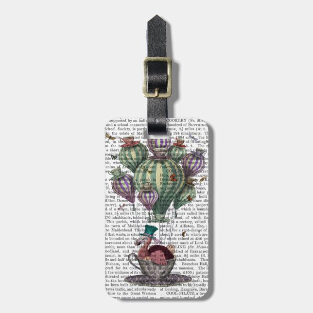 Dodo in Teacup with Dragonflies Luggage Tag (Front Vertical)